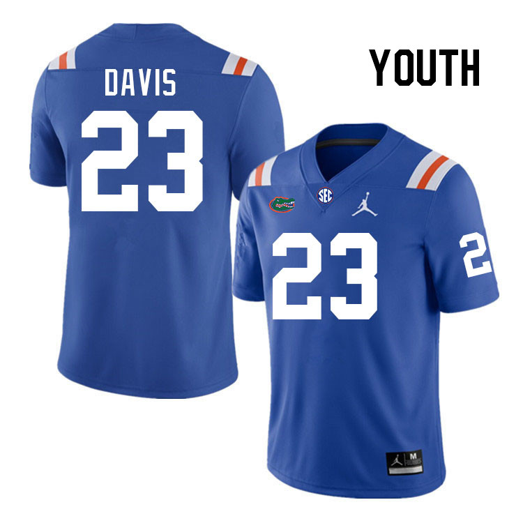 Youth #23 Josiah Davis Florida Gators College Football Jerseys Stitched-Throwback